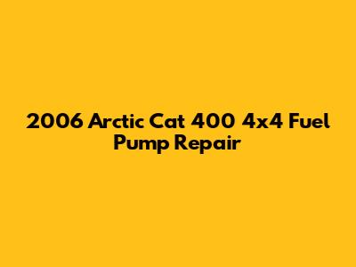 2006 Arctic Cat 400 4x4 Fuel Pump Repair