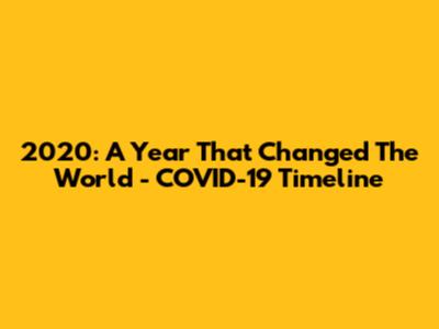 2020: A Year That Changed The World - COVID-19 Timeline