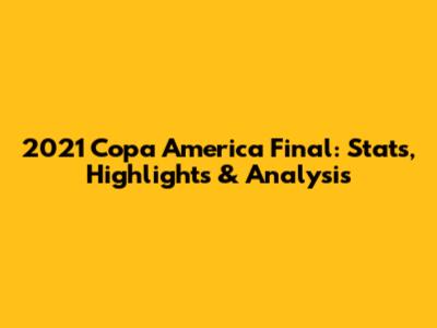 2021 Copa America Final: Stats, Highlights & Analysis