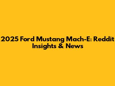 2025 Ford Mustang Mach-E: Reddit Insights & News