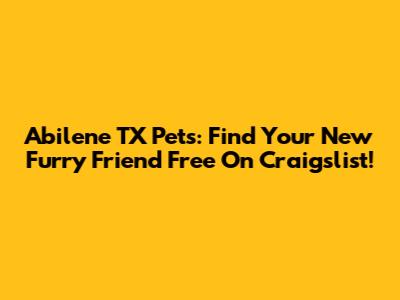 Abilene TX Pets: Find Your New Furry Friend Free On Craigslist!