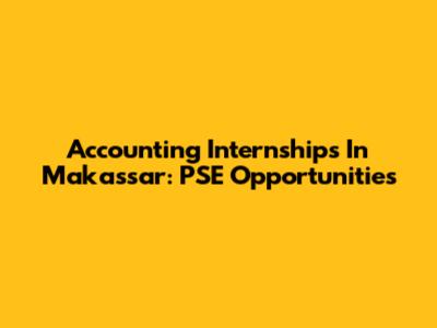Accounting Internships In Makassar: PSE Opportunities