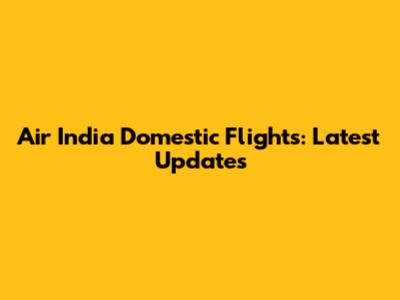 Air India Domestic Flights: Latest Updates