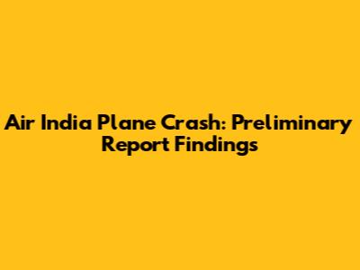 Air India Plane Crash: Preliminary Report Findings