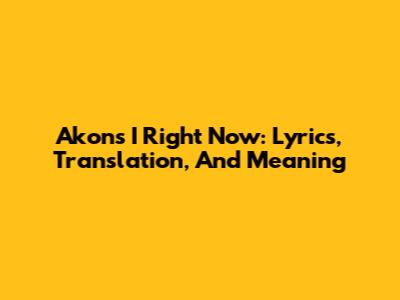 Akon's 'I Right Now': Lyrics, Translation, And Meaning