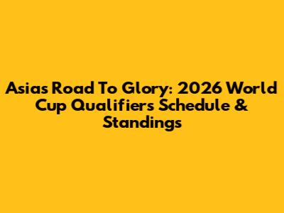 Asia's Road To Glory: 2026 World Cup Qualifiers Schedule & Standings
