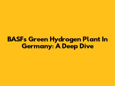 BASF's Green Hydrogen Plant In Germany: A Deep Dive