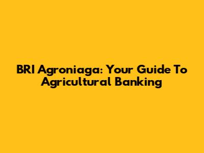 BRI Agroniaga: Your Guide To Agricultural Banking