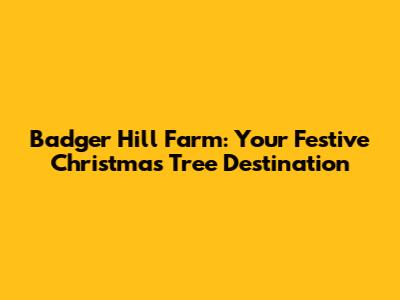 Badger Hill Farm: Your Festive Christmas Tree Destination