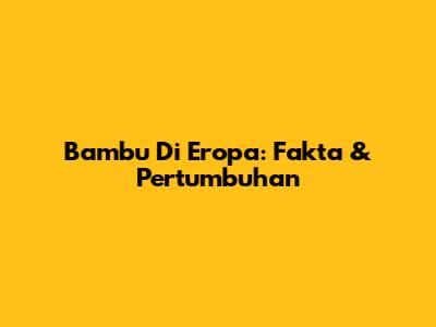 Bambu Di Eropa: Fakta & Pertumbuhan