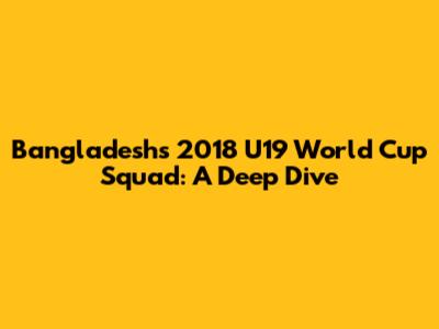 Bangladesh's 2018 U19 World Cup Squad: A Deep Dive