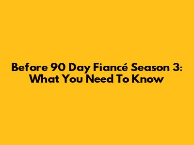 Before 90 Day Fiancé Season 3: What You Need To Know