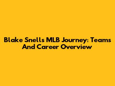 Blake Snell's MLB Journey: Teams And Career Overview