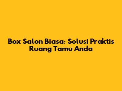 Box Salon Biasa: Solusi Praktis Ruang Tamu Anda