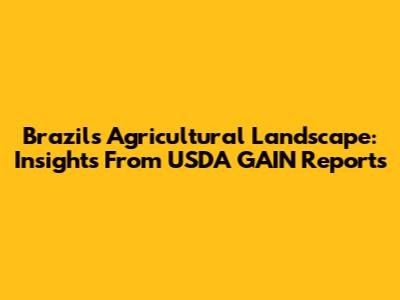 Brazil's Agricultural Landscape: Insights From USDA GAIN Reports