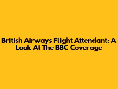 British Airways Flight Attendant: A Look At The BBC Coverage