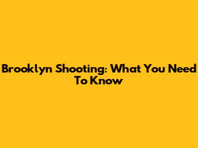 Brooklyn Shooting: What You Need To Know