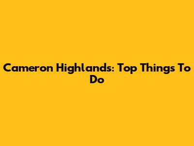 Cameron Highlands: Top Things To Do