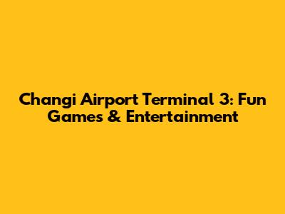 Changi Airport Terminal 3: Fun Games & Entertainment