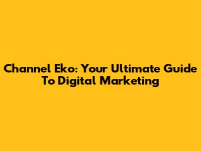 Channel Eko: Your Ultimate Guide To Digital Marketing
