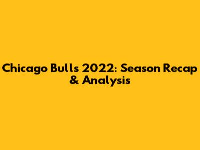 Chicago Bulls 2022: Season Recap & Analysis