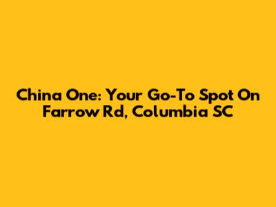 China One: Your Go-To Spot On Farrow Rd, Columbia SC