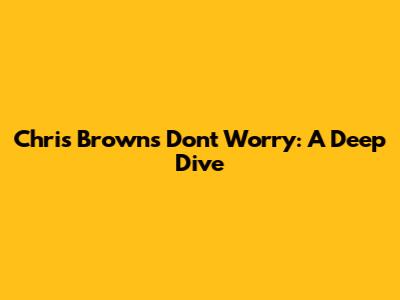 Chris Brown's "Don't Worry": A Deep Dive