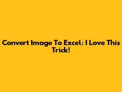 Convert Image To Excel: I Love This Trick!