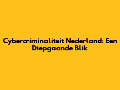Cybercriminaliteit Nederland: Een Diepgaande Blik
