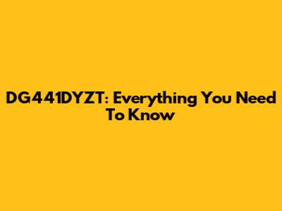 DG441DYZT: Everything You Need To Know