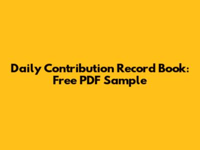 Daily Contribution Record Book: Free PDF Sample