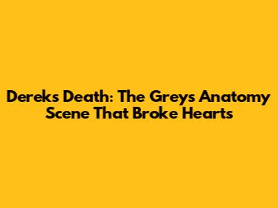 Derek's Death: The Grey's Anatomy Scene That Broke Hearts