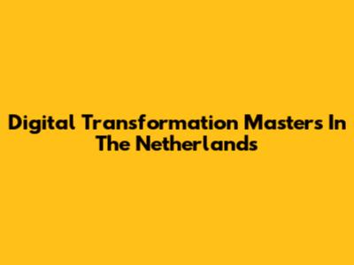 Digital Transformation Master's In The Netherlands