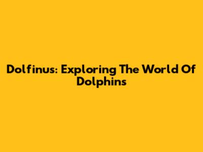 Dolfinus: Exploring The World Of Dolphins