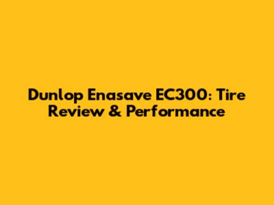 Dunlop Enasave EC300: Tire Review & Performance