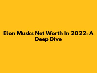 Elon Musk's Net Worth In 2022: A Deep Dive
