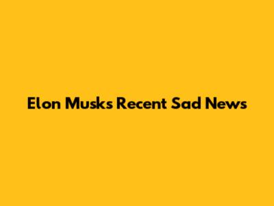 Elon Musk's Recent Sad News