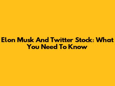 Elon Musk And Twitter Stock: What You Need To Know
