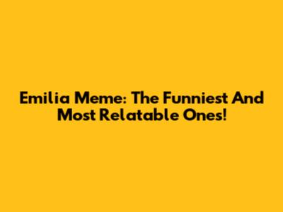 Emilia Meme: The Funniest And Most Relatable Ones!