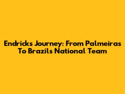 Endrick's Journey: From Palmeiras To Brazil's National Team