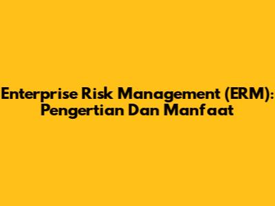 Enterprise Risk Management (ERM): Pengertian Dan Manfaat