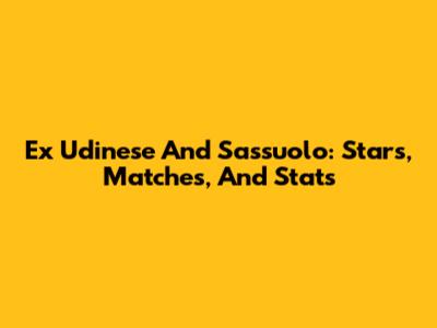 Ex Udinese And Sassuolo: Stars, Matches, And Stats