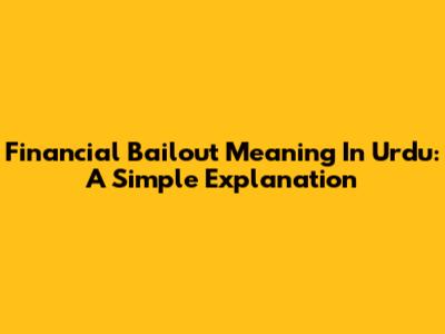 Financial Bailout Meaning In Urdu: A Simple Explanation