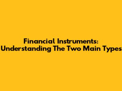 Financial Instruments: Understanding The Two Main Types
