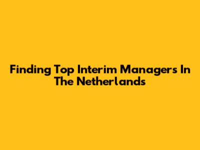 Finding Top Interim Managers In The Netherlands