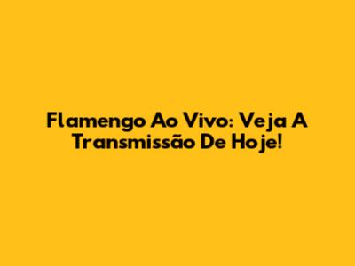 Flamengo Ao Vivo: Veja A Transmissão De Hoje!