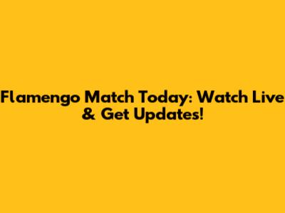 Flamengo Match Today: Watch Live & Get Updates!