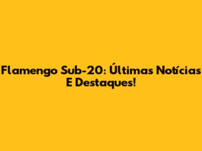 Flamengo Sub-20: Últimas Notícias E Destaques!