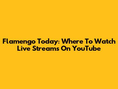Flamengo Today: Where To Watch Live Streams On YouTube