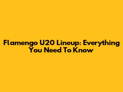 Flamengo U20 Lineup: Everything You Need To Know